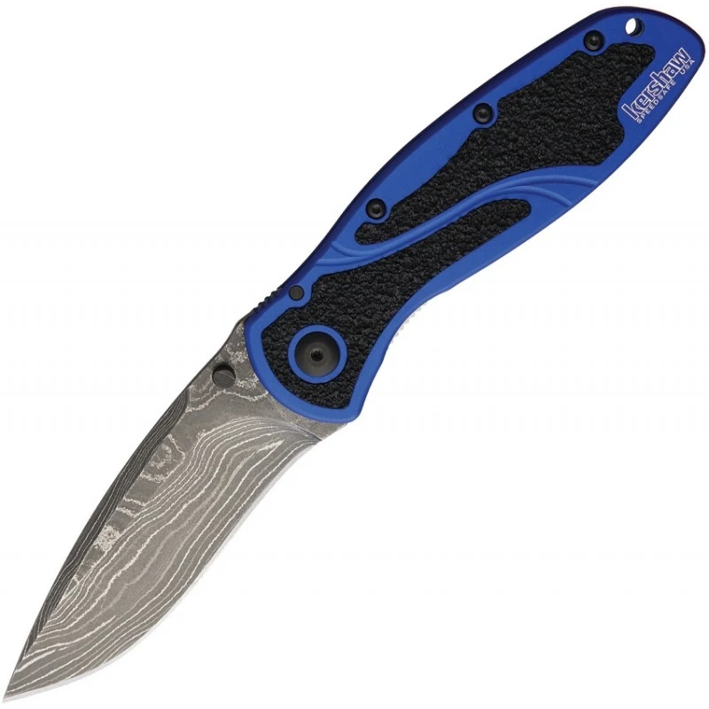 Couteau Blur A/O Damascus Bleu KERSHAW 3 Couteau Blur A/O Damascus Bleu KERSHAW