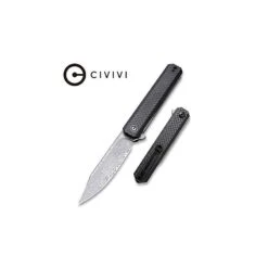 Couteau Chronic Lame Lisse Damascus 8.9cm Manche G-10/Fibre De Carbone CIVIVI