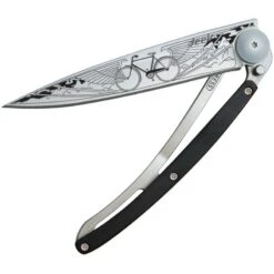 Couteau Deejo Tatoo Vélo Lame 9.5cm Lisse Manche Bois D'ébène
