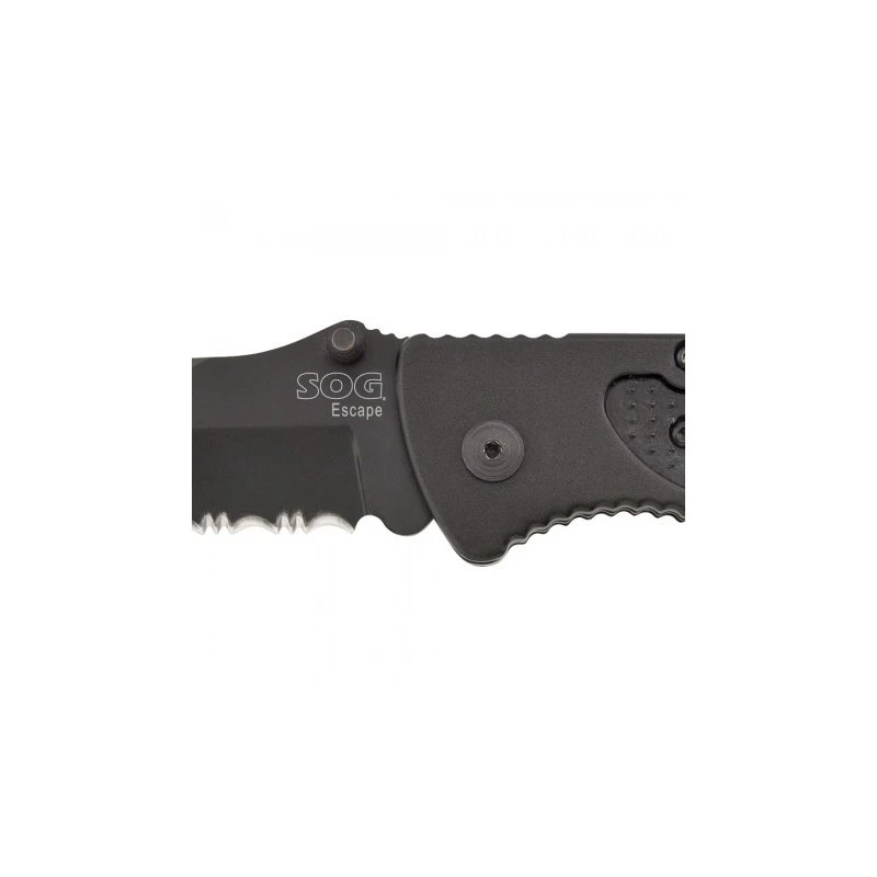 Couteau SOG Escape Lame 8.6cm Semi-dentelée Noir Manche Aluminum - FF25-CP 6 Couteau SOG Escape Lame 8.6cm Semi-dentelée Noir Manche Aluminum - FF25-CP – Image 4