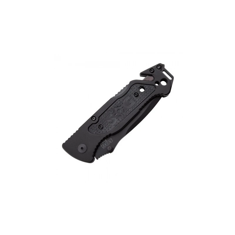 Couteau SOG Escape Lame 8.6cm Semi-dentelée Noir Manche Aluminum - FF25-CP 8 Couteau SOG Escape Lame 8.6cm Semi-dentelée Noir Manche Aluminum - FF25-CP – Image 6