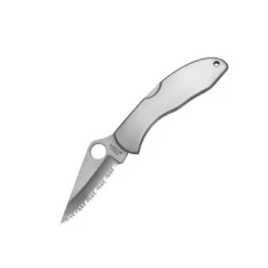 Couteau Spyderco Delica Lame 7.3cm Dentelée Satin Manche Inox - C11S