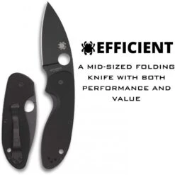 Couteau Spyderco Efficient Lame 7.6cm Lisse Noir Manche G-10 (Fibre De Verre) - C216GPBBK -Couteaux Séries Magasin couteau spyderco efficient lame 76cm lisse noir manche g 10 fibre de verre c216gpbbk 1