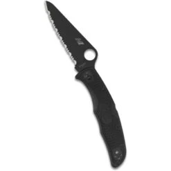Couteau Spyderco Pacific Salt II Lame 9.6cm Dentelée Noir Manche FRN (Nylon Renforcé) - C91SBBK2 -Couteaux Séries Magasin couteau spyderco pacific salt ii lame 96cm dentelee noir manche frn nylon renforce c91sbbk2 2